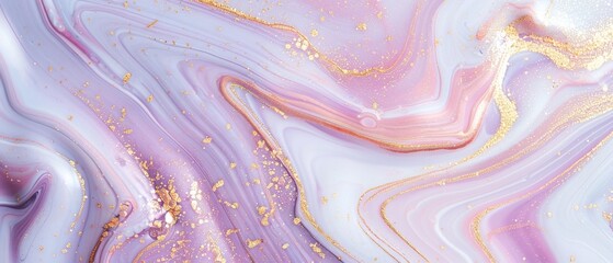 Fototapeta premium Abstract Swirls of Pastel Pink and White with Scattered Gold