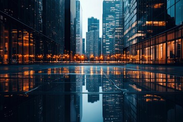 Reflection in a modern financial area , ai