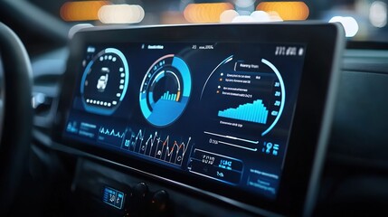 A digital dashboard showcasing the integration of telematics data into an insurance policy. copy space for text.