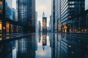 Reflection in a modern financial area , ai