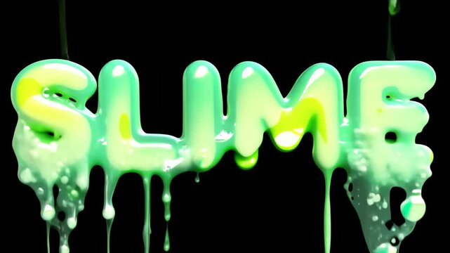 Dripping green slime text effect, Gooey halloween motion typography for spooky playful childish goop or gunk