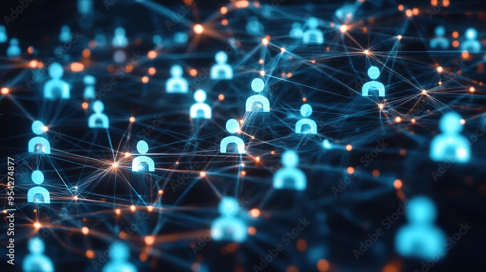 Poster a digital representation of a peer-to-peer insurance network with interconnected user profiles.
