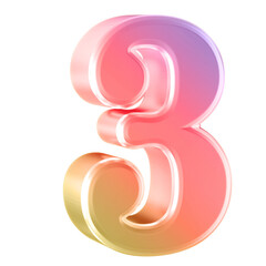 Obraz premium Gradient 3D Number 3