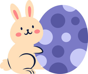Easter Cute Bunny and Egg Illustration