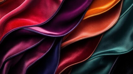Abstract Pattern of Colorful, Wavy Fabric
