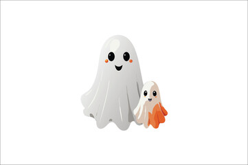 Cute Ghosts Vector, Spooky Season, Halloween, 
Cute Ghosts with pumpkin Vector.cute cartoon ghost set on white background.