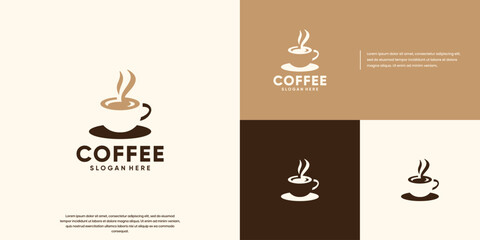 hot coffee cup, premium coffee, hot beverage, logo graphic design.