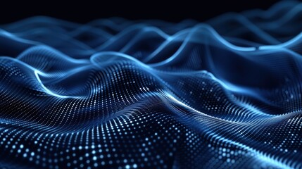 Fototapeta premium A digital representation of flowing waves with a blue color scheme and dotted patterns.