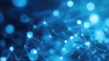 Interconnected digital circles and lines over a blue gradient background, representing an online support community, no people