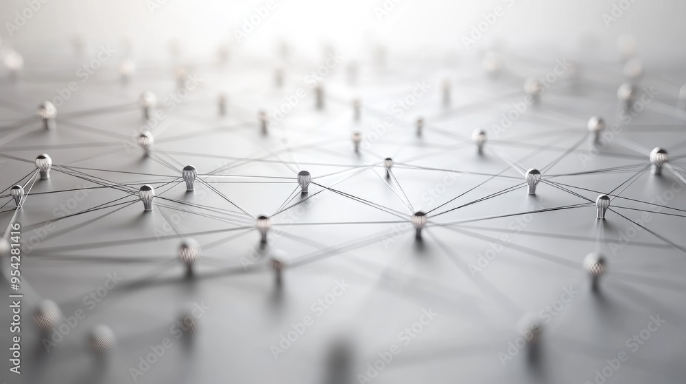 Aufkleber minimalist network diagram with glowing lines and dots over a neutral background, representing virtu