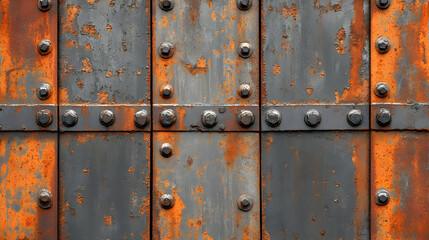 Rusty Metal Texture Background with Rivets and Screws