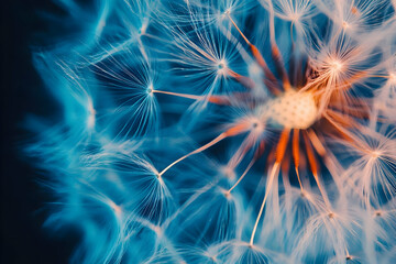Abstract Dandelion Macro Photography Blue and Orange Hues