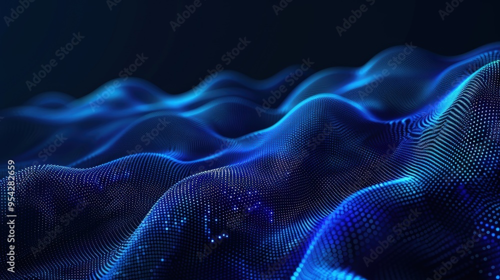 Aufkleber abstract digital waves in blue tones create a sense of depth and movement.