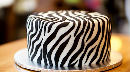 bold Animal Print Cake with a zebra pattern on the exterior, perfect for a wild-themed party