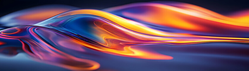Obraz premium Abstract Liquid Waves Shiny Surface Colorful Flowing Pattern Gradient Texture Digital Art