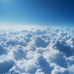 Naklejka premium Aerial View of Fluffy Clouds and Blue Sky