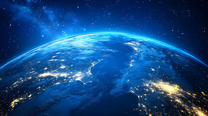 Obraz premium Earth From Space Night Lights Cityscape