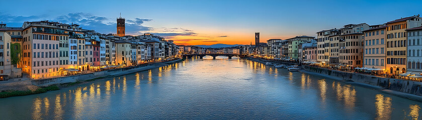 Fototapeta premium Ponte Vecchio Bridge in Florence at Sunset