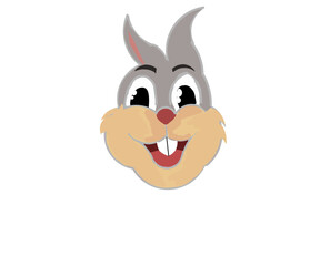 Illustration design of a sweetly smiling rabbit head with long ears and two white teeth