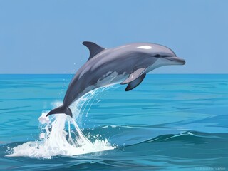 Fototapeta premium Dolphin Leaping Through the Turquoise Waves