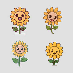 set of sunflowers 