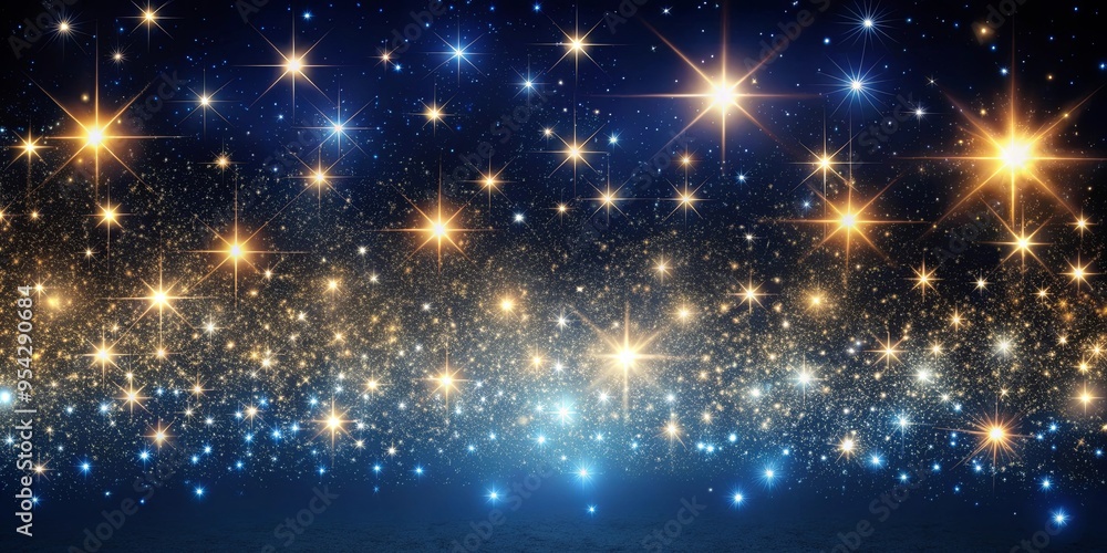 Wall mural night sky filled with twinkling and blinking stars creating an abstract and dark backdrop