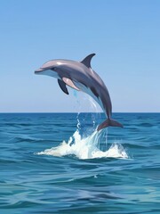 Fototapeta premium Dolphin Leaping Through the Turquoise Waves