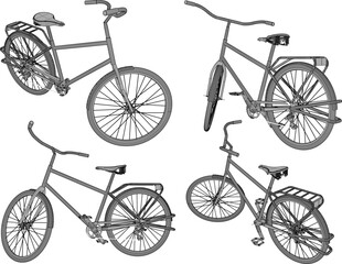 Obraz premium Vector sketch illustration silhouette design image of old retro classic vintage bicycle 