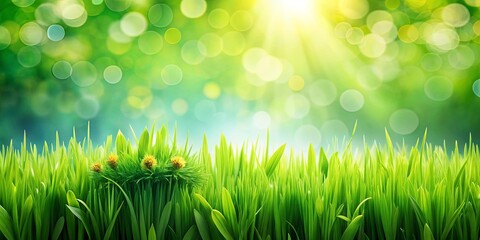 Obraz premium Vibrant green background with lush grass and fresh spring feel
