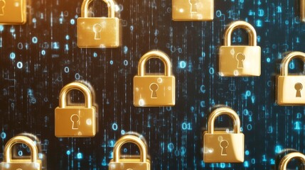 Digital locks symbolize security and protection in cyber environment, emphasizing importance of safeguarding information.