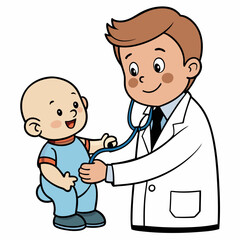 Doctor Examines Infant art vector