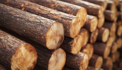 Pile log lumber sawn tree from replanted forests for wooden industry furniture