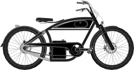Fototapeta premium Vector sketch illustration silhouette design image of modern classic vintage ethnic modified drag racing bike with big wheels