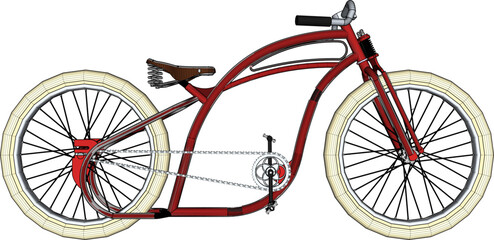 Fototapeta premium Vector sketch illustration silhouette design image of modern classic vintage ethnic modified racing bike with big wheels