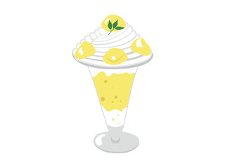 生クリームと黄色い栗のパフェ