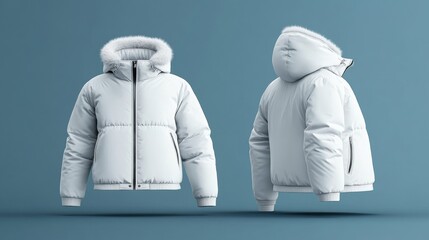 Blank white winter jacket mockup