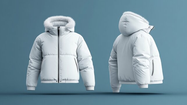 Blank white winter jacket mockup