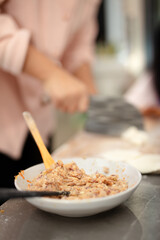Making traditional Chinese food dumplings