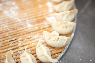 The dumplings are ready to be put into the pot