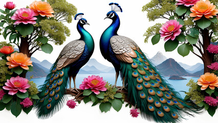 Picture of peacocks with the beauty of nature on background. top a.(3)