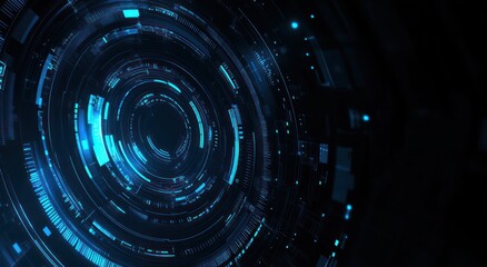Obraz premium Abstract Futuristic Blue Neon Circle Background