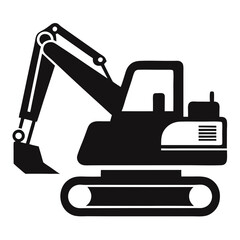 Excavator silhouette isolated on a white background 

