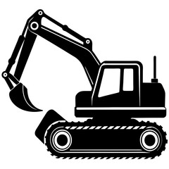 Excavator silhouette isolated on a white background 
