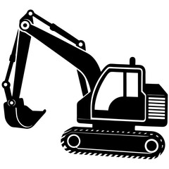 Excavator silhouette isolated on a white background 
