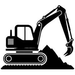 Excavator silhouette isolated on a white background 
