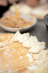 The dumplings are ready to be put into the pot