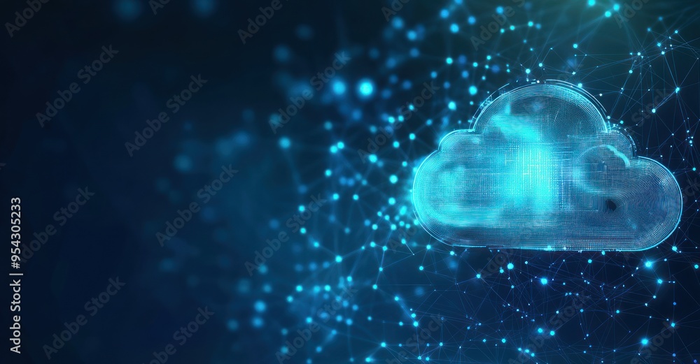 Poster digital cloud symbol with abstract network