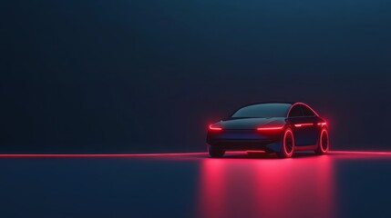 Naklejka premium Futuristic car charging hub, glowing neon cables, sleek electric vehicle