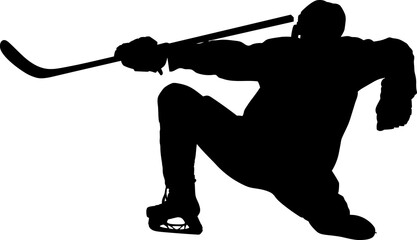 HOCKEY GOAL Celebration, Player's back, player from behind, figure, silhouette, score joy, detailed one line drawing illustration, outline, PNG transparent file, clear background