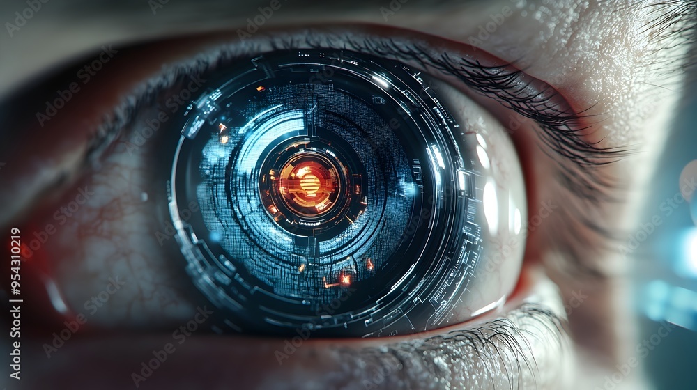 Fototapete Biometric Iris Scan with Digital Security Elements for Secure Identity Authentication